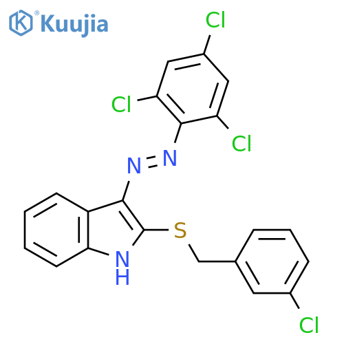 2-[(3-Chlorobenzyl)sulfanyl]-3H-indol-3-one N-(2,4,6-trichlorophenyl)hydrazone structure