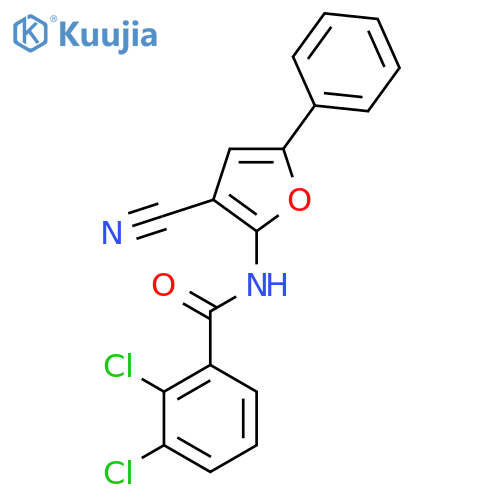 2,3-dichloro-N-(3-cyano-5-phenylfuran-2-yl)benzamide structure