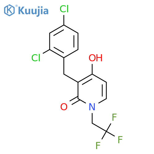 3-(2,4-dichlorobenzyl)-4-hydroxy-1-(2,2,2-trifluoroethyl)-2(1H)-pyridinone structure