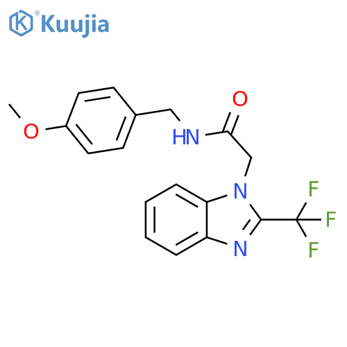 N-[(4-Methoxyphenyl)methyl]-2-[2-(trifluoromethyl)-1H-1,3-benzodiazol-1-yl]acetamide structure