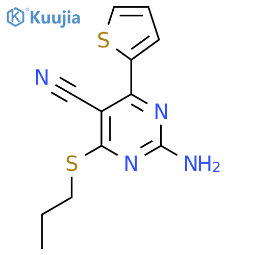 2-AMINO-4-(PROPYLSULFANYL)-6-(2-THIENYL)-5-PYRIMIDINECARBONITRILE structure