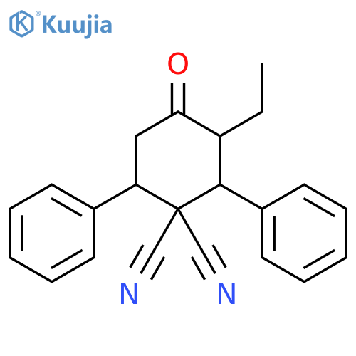 1,1-Cyclohexanedicarbonitrile, 3-ethyl-4-oxo-2,6-diphenyl- structure