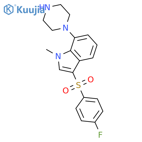 1H-INDOLE, 3-[(4-FLUOROPHENYL)SULFONYL]-1-METHYL-7-(1-PIPERAZINYL)- structure
