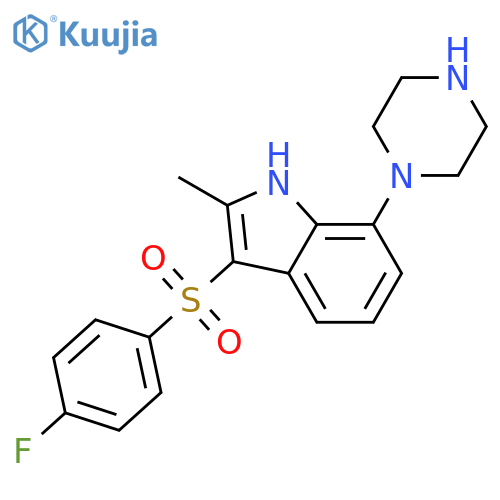 1H-INDOLE, 3-[(4-FLUOROPHENYL)SULFONYL]-2-METHYL-7-(1-PIPERAZINYL)- structure