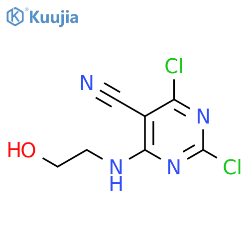 5-Pyrimidinecarbonitrile, 2,4-dichloro-6-[(2-hydroxyethyl)amino]- structure