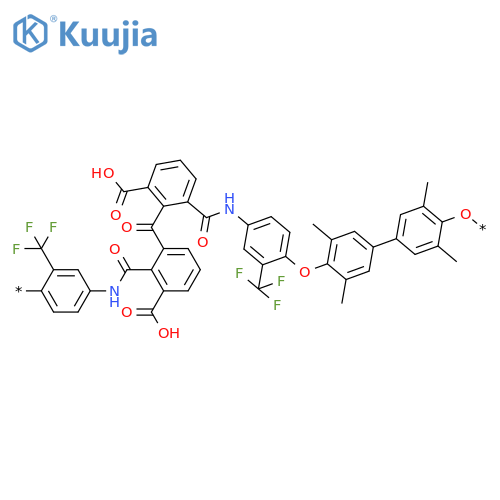 POLY[OXY(3,3',5,5'-TETRAMETHYL[1,1'-BIPHENYL]-4,4'-DIYL)OXY[2-(TRIFLUOROMETHYL)-1,4-PHENYLENE]IMINOCARBONYL(CARBOXYPHENYLENE)CARBONYL(CARBOXYPHENYLENE)CARBONYLIMINO[3-(TRIFLUOROMETHYL)-1,4-PHENYLENE]] structure