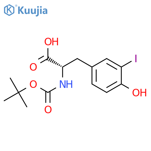 (2R)-2-{(tert-butoxy)carbonylamino}-3-(4-hydroxy-3-iodophenyl)propanoic acid structure