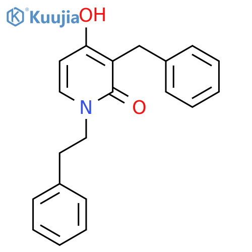 2(1H)-PYRIDINONE, 4-HYDROXY-1-(2-PHENYLETHYL)-3-(PHENYLMETHYL)- structure