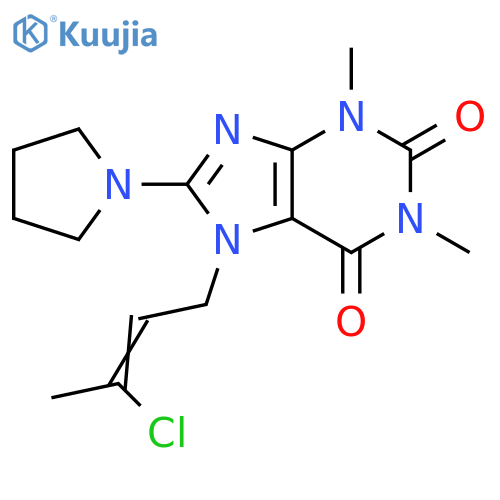 7-(2E)-3-chlorobut-2-en-1-yl-1,3-dimethyl-8-(pyrrolidin-1-yl)-2,3,6,7-tetrahydro-1H-purine-2,6-dione structure