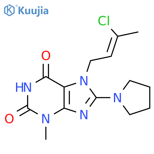7-(2Z)-3-chlorobut-2-en-1-yl-3-methyl-8-(pyrrolidin-1-yl)-2,3,6,7-tetrahydro-1H-purine-2,6-dione structure