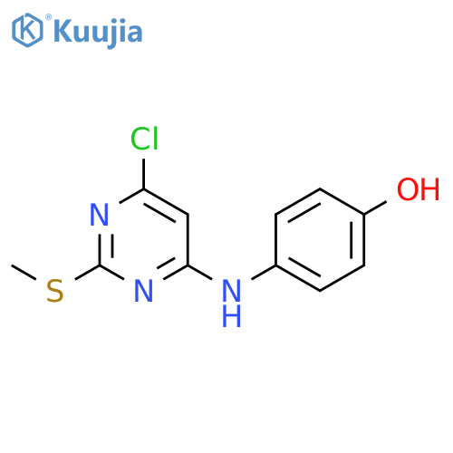 4-{[6-Chloro-2-(methylsulfanyl)-4-pyrimidinyl]amino}benzenol structure