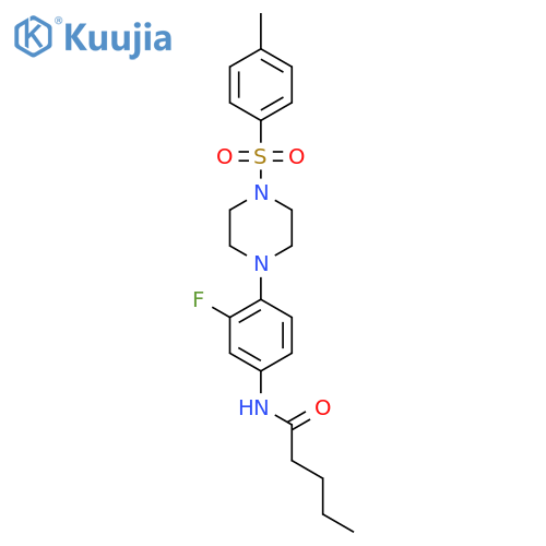 N-(3-FLUORO-4-(4-[(4-METHYLPHENYL)SULFONYL]PIPERAZINO)PHENYL)PENTANAMIDE structure