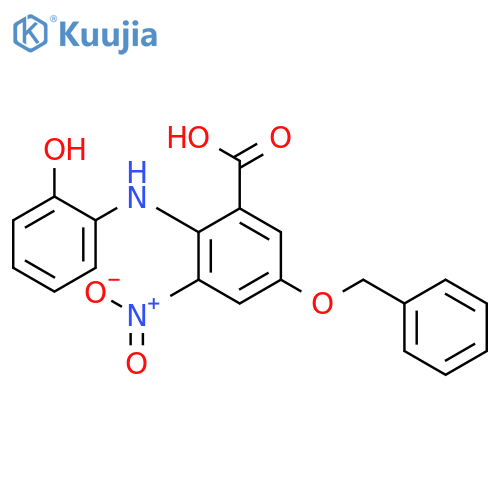 Benzoic acid, 2-[(2-hydroxyphenyl)amino]-3-nitro-5-(phenylmethoxy)- structure