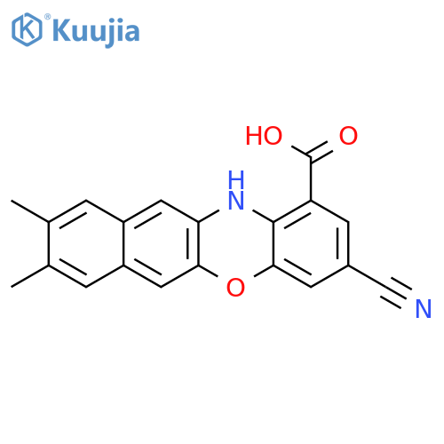 12H-BENZO[B]PHENOXAZINE-1-CARBOXYLIC ACID, 3-CYANO-8,9-DIMETHYL- structure