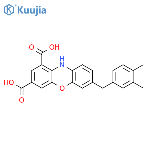 10H-Phenoxazine-1,3-dicarboxylic acid, 7-[(3,4-dimethylphenyl)methyl]- structure