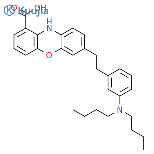10H-Phenoxazine-1-carboxylic acid, 7-[2-[3-(dibutylamino)phenyl]ethyl]- structure