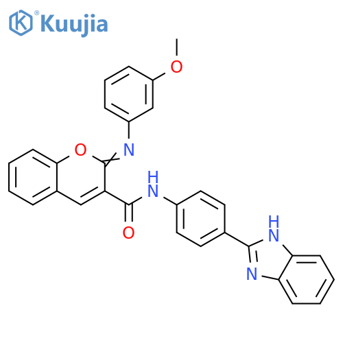 (2Z)-N-[4-(1H-1,3-benzodiazol-2-yl)phenyl]-2-[(3-methoxyphenyl)imino]-2H-chromene-3-carboxamide structure