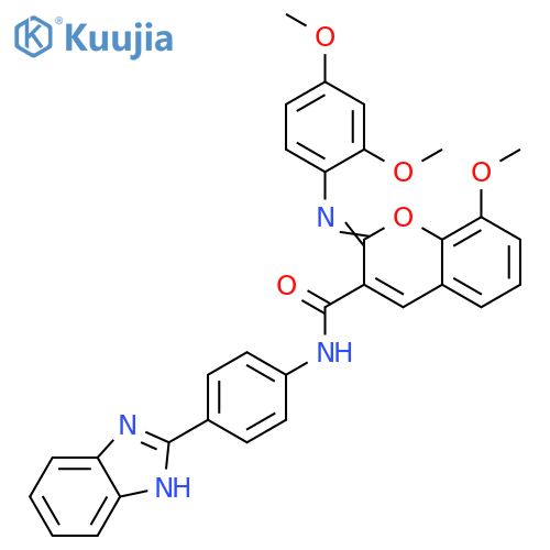 (2Z)-N-[4-(1H-1,3-benzodiazol-2-yl)phenyl]-2-[(2,4-dimethoxyphenyl)imino]-8-methoxy-2H-chromene-3-carboxamide structure
