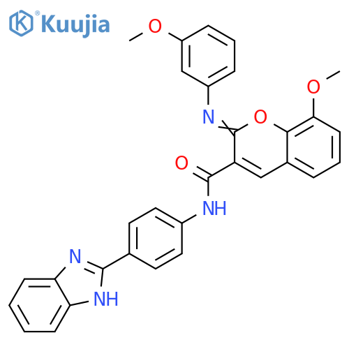 (2Z)-N-[4-(1H-1,3-benzodiazol-2-yl)phenyl]-8-methoxy-2-[(3-methoxyphenyl)imino]-2H-chromene-3-carboxamide structure