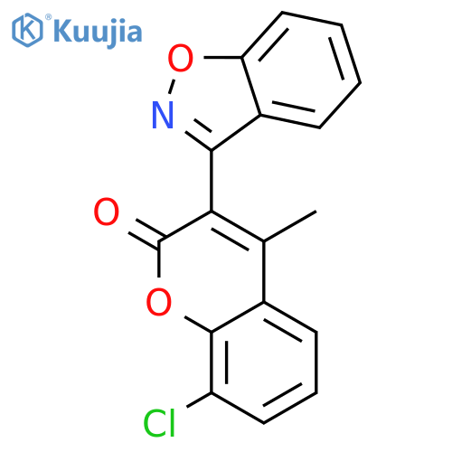 2H-1-Benzopyran-2-one, 3-(1,2-benzisoxazol-3-yl)-8-chloro-4-methyl- structure