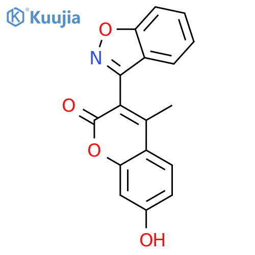 2H-1-BENZOPYRAN-2-ONE, 3-(1,2-BENZISOXAZOL-3-YL)-7-HYDROXY-4-METHYL- structure