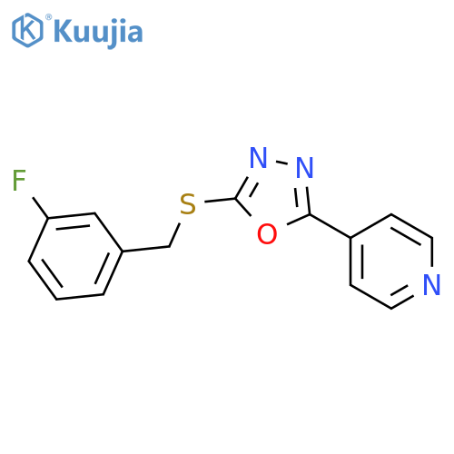4-(5-{(3-fluorophenyl)methylsulfanyl}-1,3,4-oxadiazol-2-yl)pyridine structure