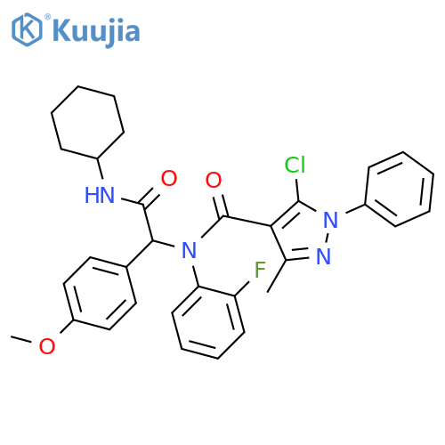 1H-Pyrazole-4-carboxamide,5-chloro-N-[2-(cyclohexylamino)-1-(4-methoxyphenyl)-2-oxoethyl]-N-(2-fluorophenyl)-3-methyl-1-phenyl-(9CI) structure