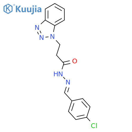 <br>(E)-3-(1H-benzo[d][1,2,3]triazol-1-yl)-N'-(4-chlorobenzylidene)propanehydra zide structure