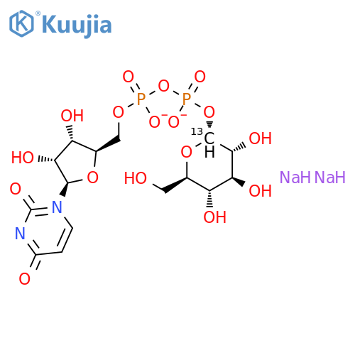 Uridine 5'-(trihydrogendiphosphate), P'-(a-D-glucopyranosyl-1-13C) ester, disodium salt (9CI) structure