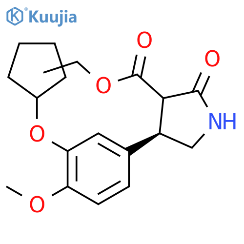 (4R)-ethyl 4-(3-(cyclopentyloxy)-4-methoxyphenyl)-2-oxopyrrolidine-3-carboxylate structure
