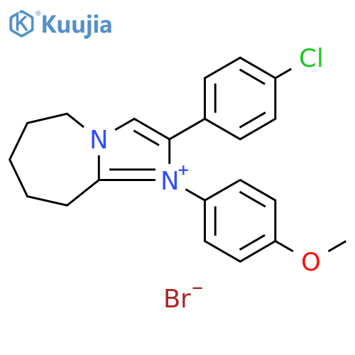 2-(4-chlorophenyl)-1-(4-methoxyphenyl)-6,7,8,9-tetrahydro-5H-imidazo[1,2-a]azepin-1-ium bromide structure