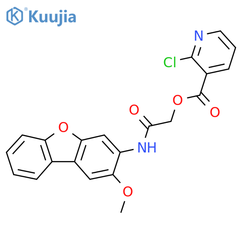 ({4-Methoxy-8-oxatricyclo[7.4.0.0,2,7]trideca-1(9),2,4,6,10,12-hexaen-5-yl}carbamoyl)methyl 2-chloropyridine-3-carboxylate structure