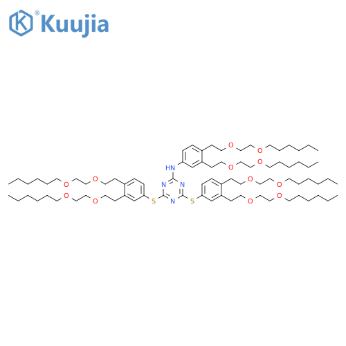 1,3,5-Triazin-2-amine, N-[3,4-bis[2-[2-(hexyloxy)ethoxy]ethyl]phenyl]-4,6-bis[[3,4-bis[2-[2-(hexyloxy)ethoxy]ethyl]phenyl]thio]- structure