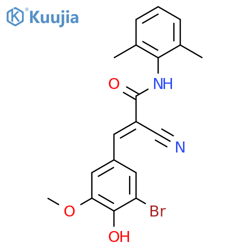 3-(3-bromo-4-hydroxy-5-methoxyphenyl)-2-cyano-N-(2,6-dimethylphenyl)prop-2-enamide structure