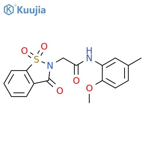N-(2-methoxy-5-methylphenyl)-2-(1,1,3-trioxo-2,3-dihydro-1lambda6,2-benzothiazol-2-yl)acetamide structure