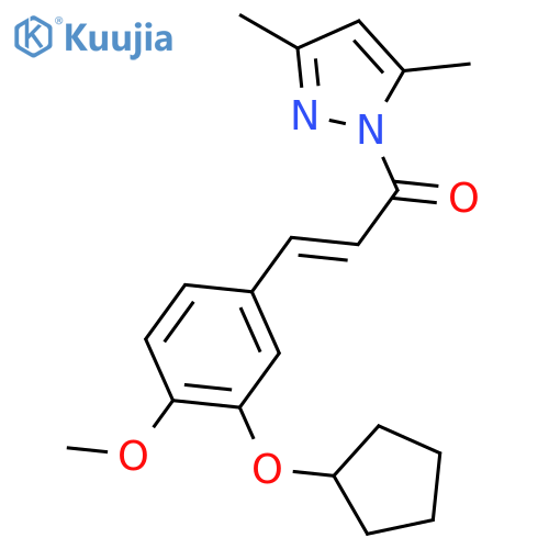 (E)-1-[3-(3-cyclopentyloxy-4-methoxyphenyl)-2-propenoyl]-3,5-dimethyl-pyrazole structure