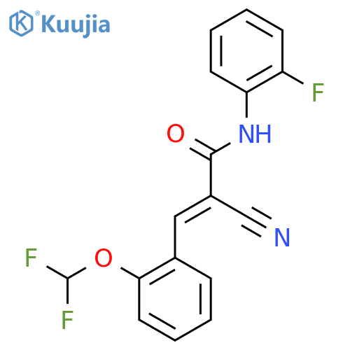2-cyano-3-[2-(difluoromethoxy)phenyl]-N-(2-fluorophenyl)prop-2-enamide structure