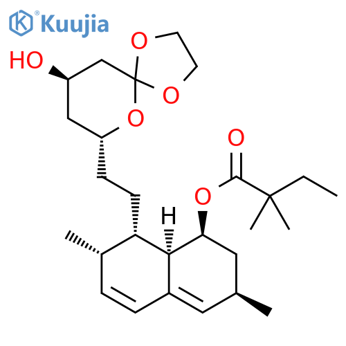 Butanoic acid, 2,2-dimethyl-, (1S,3R,7S,8S,8aR)-1,2,3,7,8,8a-hexahydro-8-[2-[(7R,9R)-9-hydroxy-1,4,6-trioxaspiro[4.5]dec-7-yl]ethyl]-3,7-dimethyl-1-naphthalenyl ester structure
