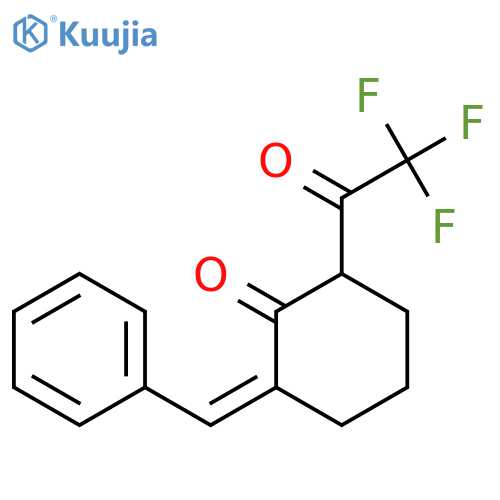 Cyclohexanone, 2-(phenylmethylene)-6-(trifluoroacetyl)-, (2E)- structure