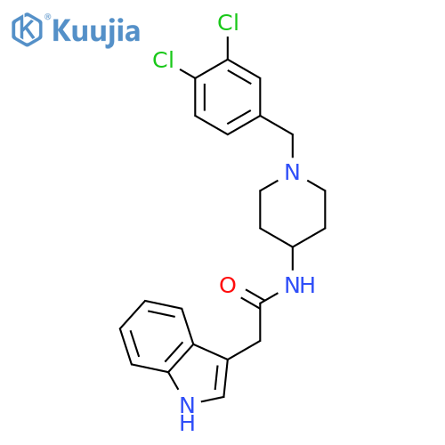 1H-INDOLE-3-ACETAMIDE, N-[1-[(3,4-DICHLOROPHENYL)METHYL]-4-PIPERIDINYL]- structure