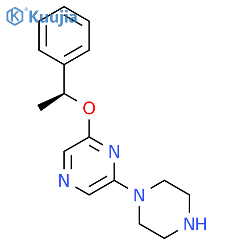 Pyrazine, 2-[(1S)-1-phenylethoxy]-6-(1-piperazinyl)- structure