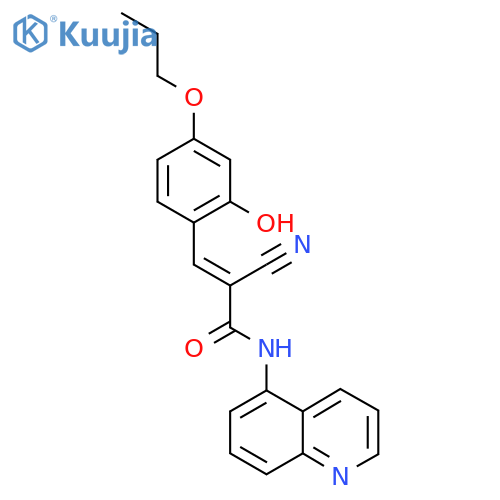 2-cyano-3-(2-hydroxy-4-propoxyphenyl)-N-(quinolin-5-yl)prop-2-enamide structure