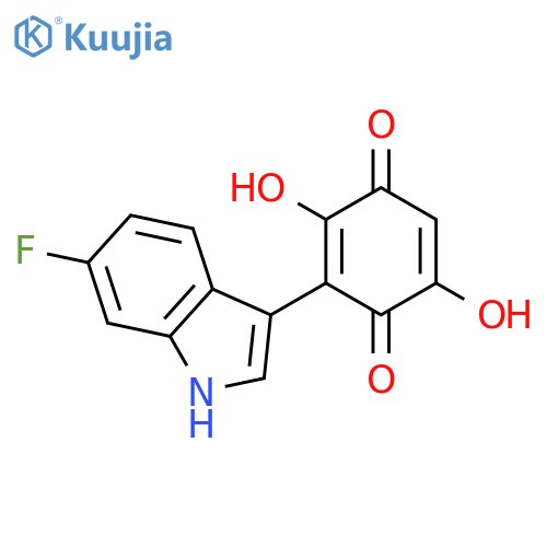 2,5-CYCLOHEXADIENE-1,4-DIONE, 3-(6-FLUORO-1H-INDOL-3-YL)-2,5-DIHYDROXY- structure