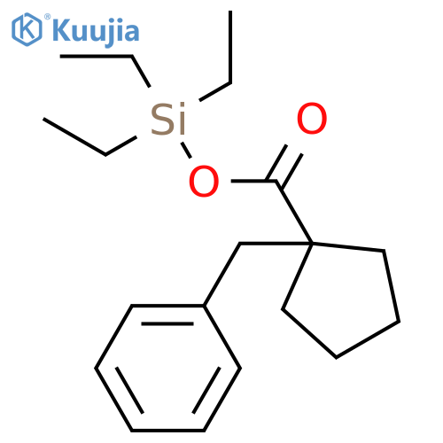 CYCLOPENTANECARBOXYLIC ACID, 1-(PHENYLMETHYL)-, TRIETHYLSILYL ESTER structure