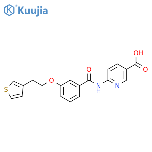 3-Pyridinecarboxylic acid, 6-[[3-[2-(3-thienyl)ethoxy]benzoyl]amino]- structure