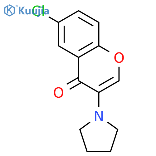 4H-1-BENZOPYRAN-4-ONE, 6-CHLORO-3-(1-PYRROLIDINYL)- structure