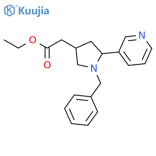 3-Pyrrolidineacetic acid, 1-(phenylmethyl)-5-(3-pyridinyl)-, ethyl ester structure