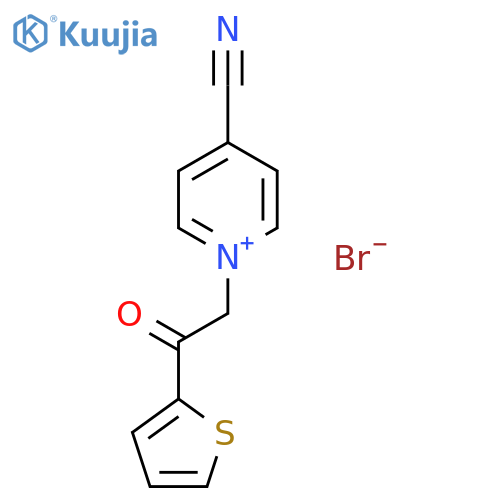 Pyridinium, 4-cyano-1-[2-oxo-2-(2-thienyl)ethyl]-, bromide structure
