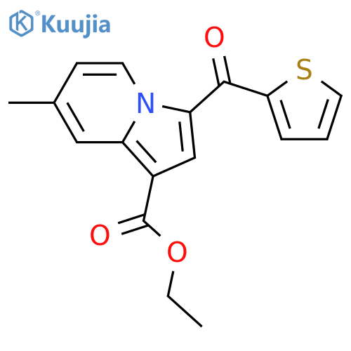 1-Indolizinecarboxylic acid, 7-methyl-3-(2-thienylcarbonyl)-, ethyl ester structure