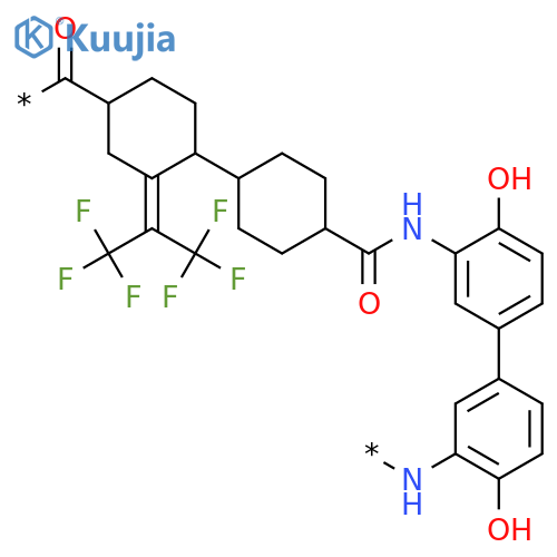 POLY[IMINO(4,4'-DIHYDROXY[1,1'-BIPHENYL]-3,3'-DIYL)IMINOCARBONYL-1,4-CYCLOHEXANEDIYL[2,2,2-TRIFLUORO-1-(TRIFLUOROMETHYL)ETHYLIDENE]-1,4-CYCLOHEXANEDIYLCARBONYL] structure